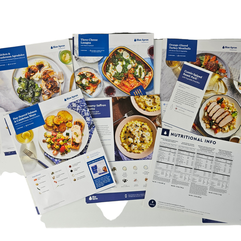 Lot of 20 Blue Apron recipe cards assorted